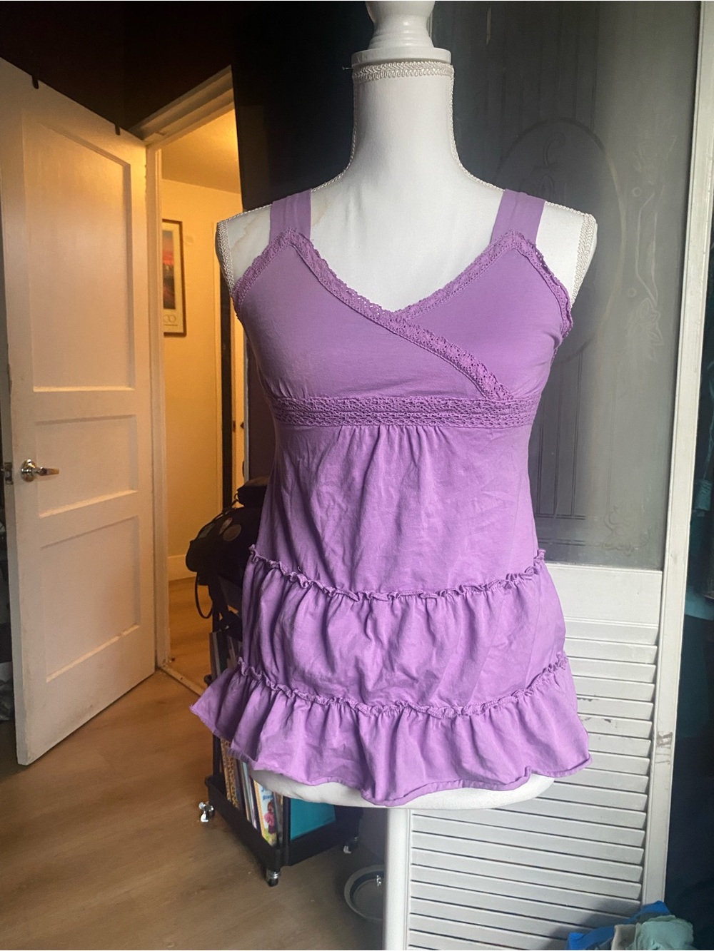 Baby Phat Lavender Lace-Trim Tiered Tank